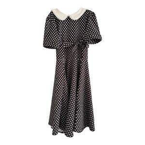 TIMELESS LONDON (NWT) Vtg Black White Polka Dot Collared Rockabilly Dress (2XL)